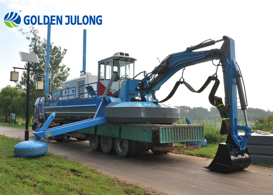 JULONG Amphibious Dredger Equipped With Bucket And Suction Pump 6.5 M Dredging Depth