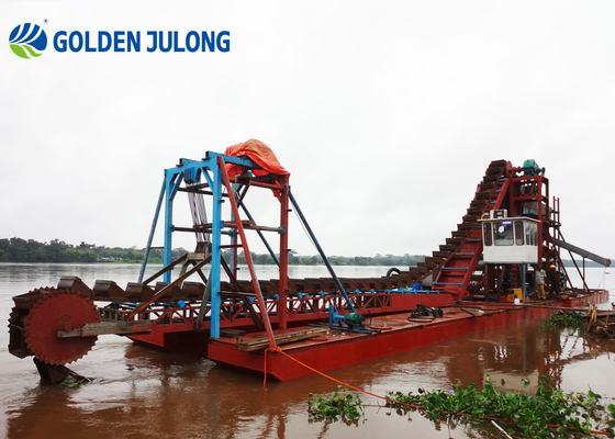 Durable Performance Chain Ladder Dredger 60 Bucket Gold Mining Dredger For Hard Materials