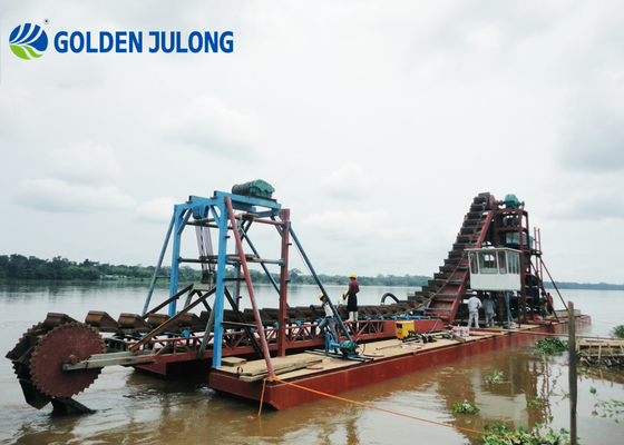 Durable Performance Chain Ladder Dredger 60 Bucket Gold Mining Dredger For Hard Materials