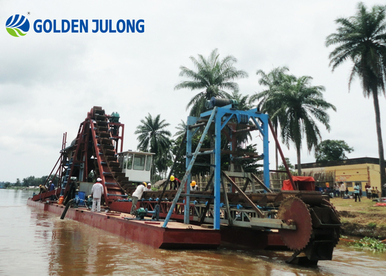 Durable Performance Chain Ladder Dredger 60 Bucket Gold Mining Dredger For Hard Materials