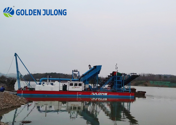 Durable Performance Chain Ladder Dredger 60 Bucket Gold Mining Dredger For Hard Materials