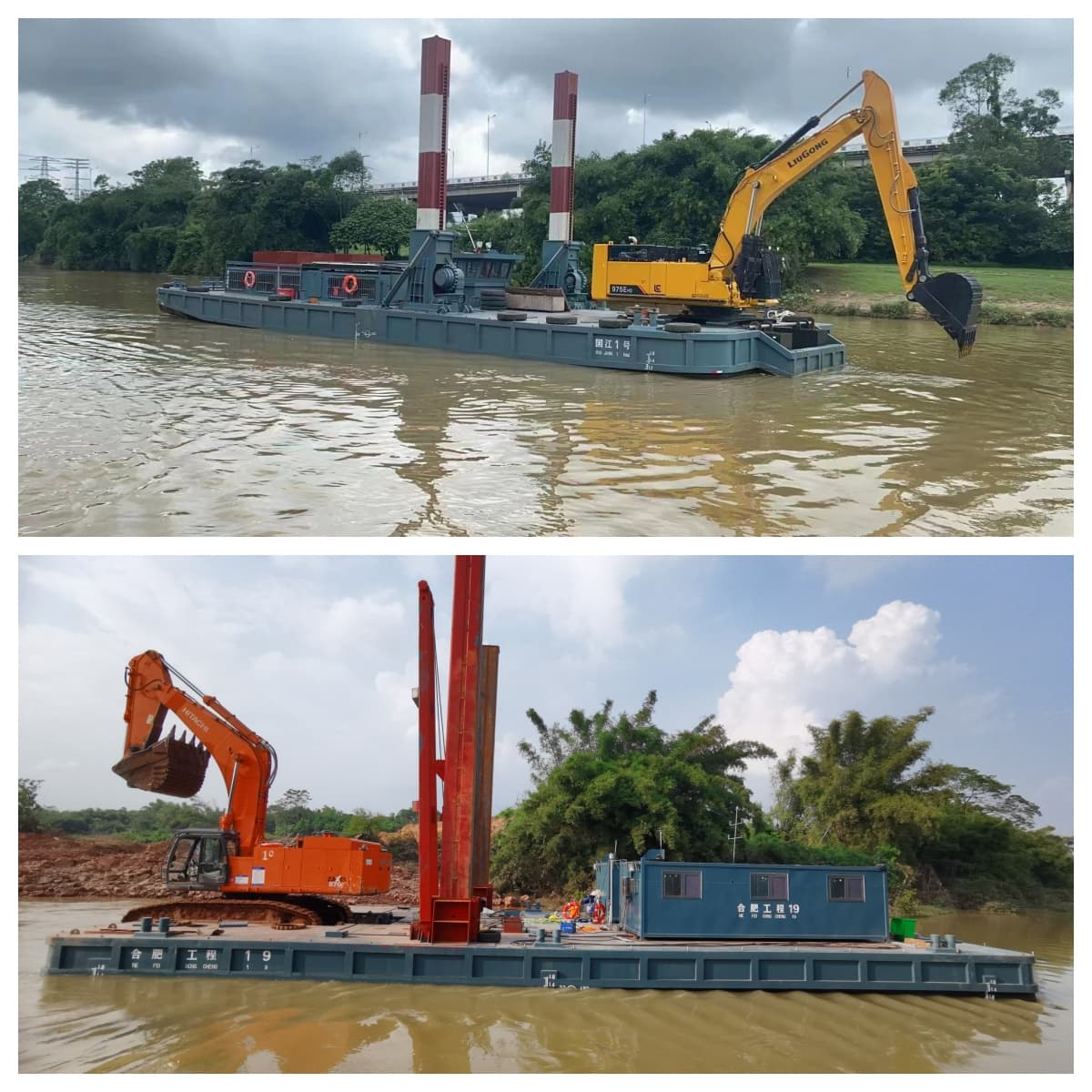 Customized Backhoe Dredger Backhoe Working Platform for Excavator Operations